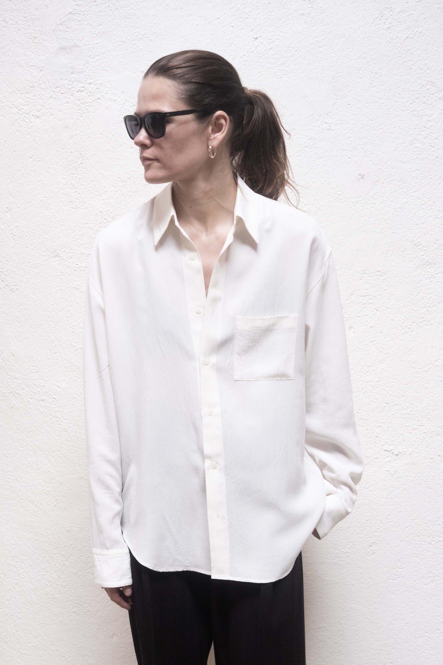 Dress Shirt in White Tencel