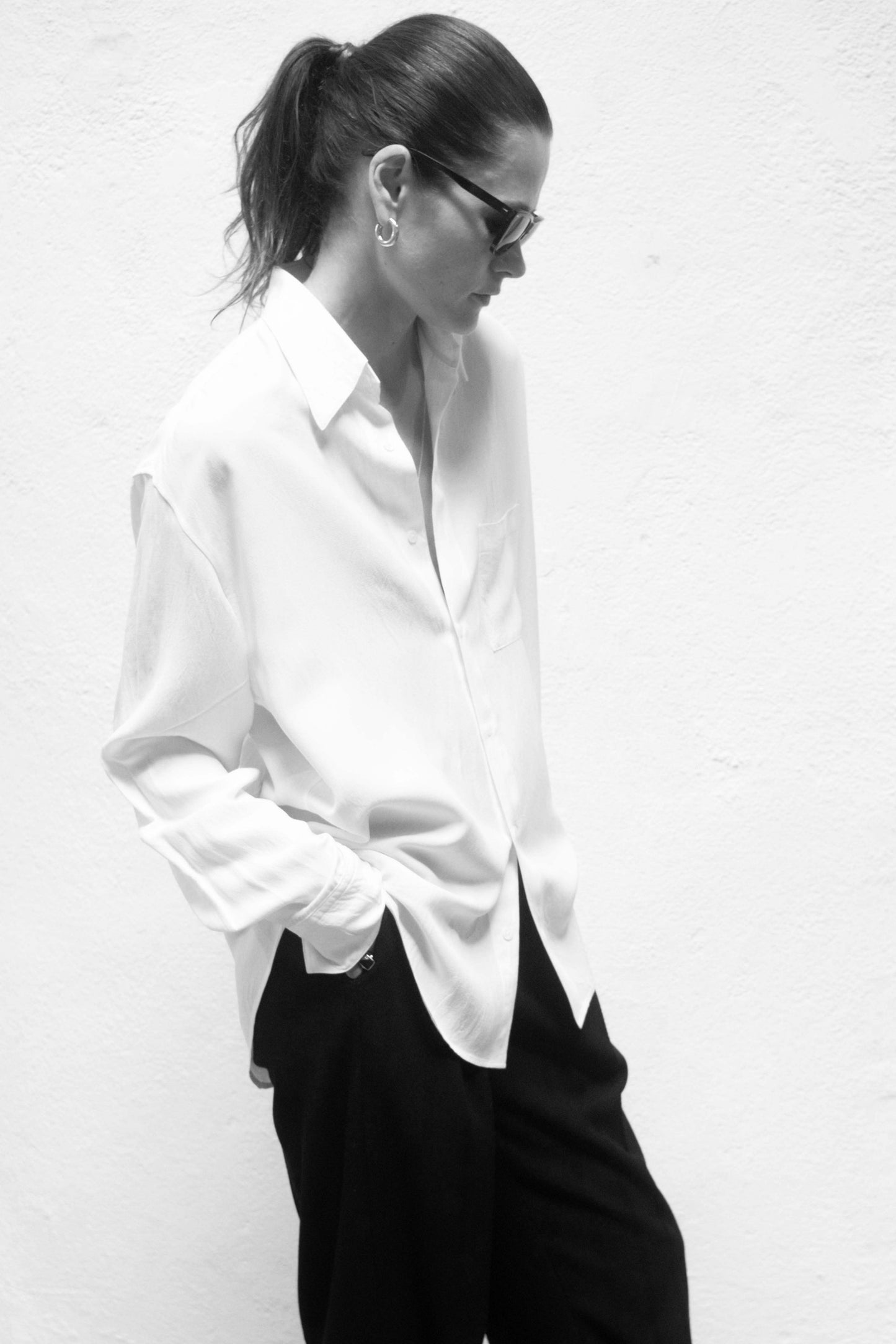 Dress Shirt in White Tencel
