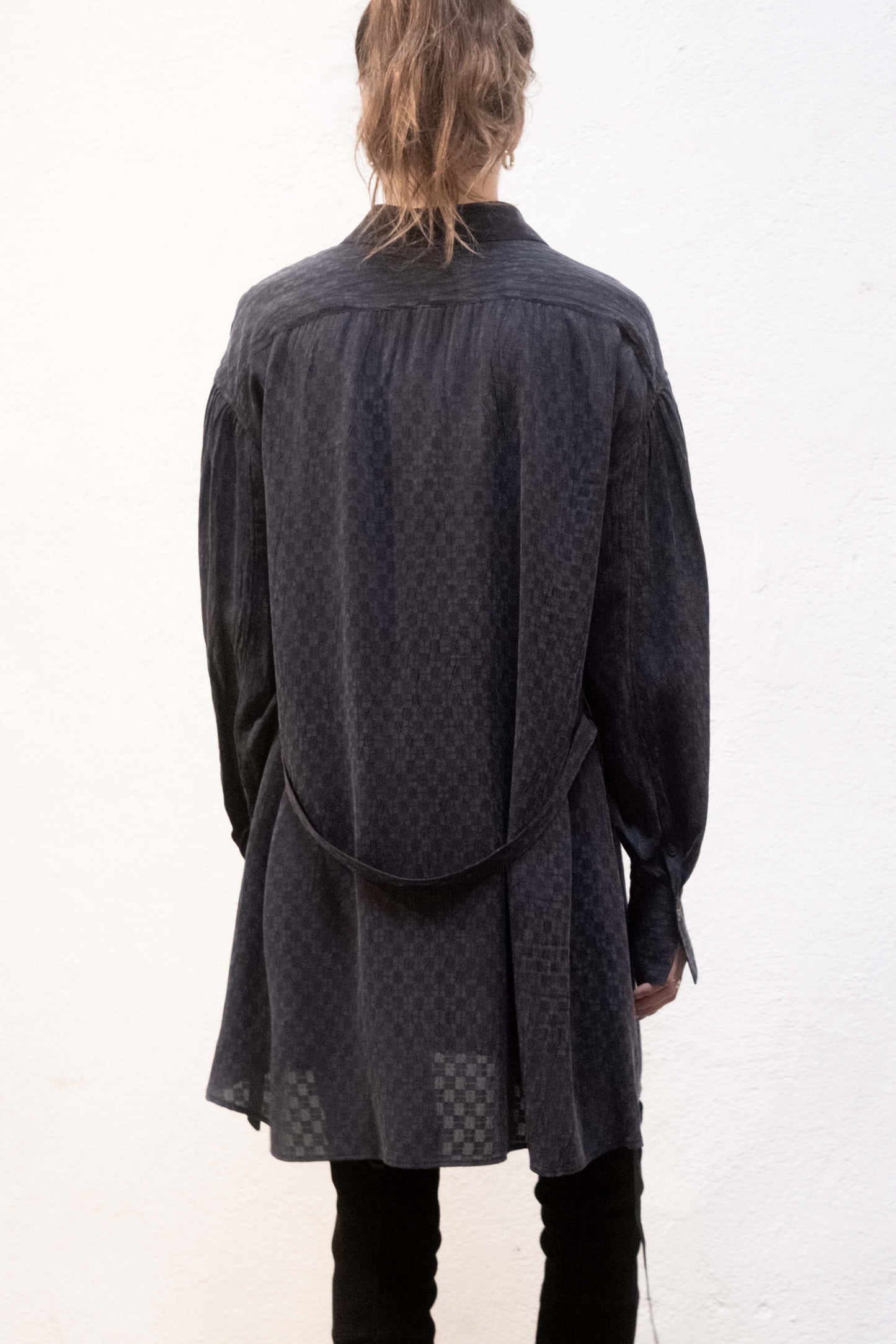 Arc Dress Blue Jaquard Rayon