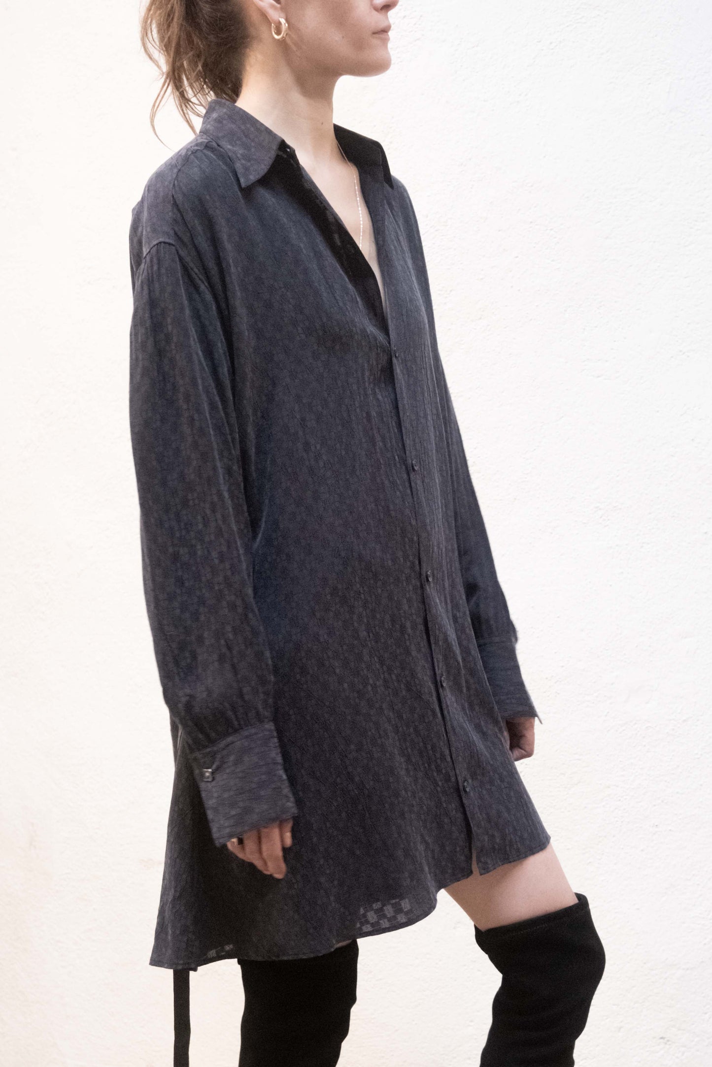 Arc Dress Blue Jaquard Rayon