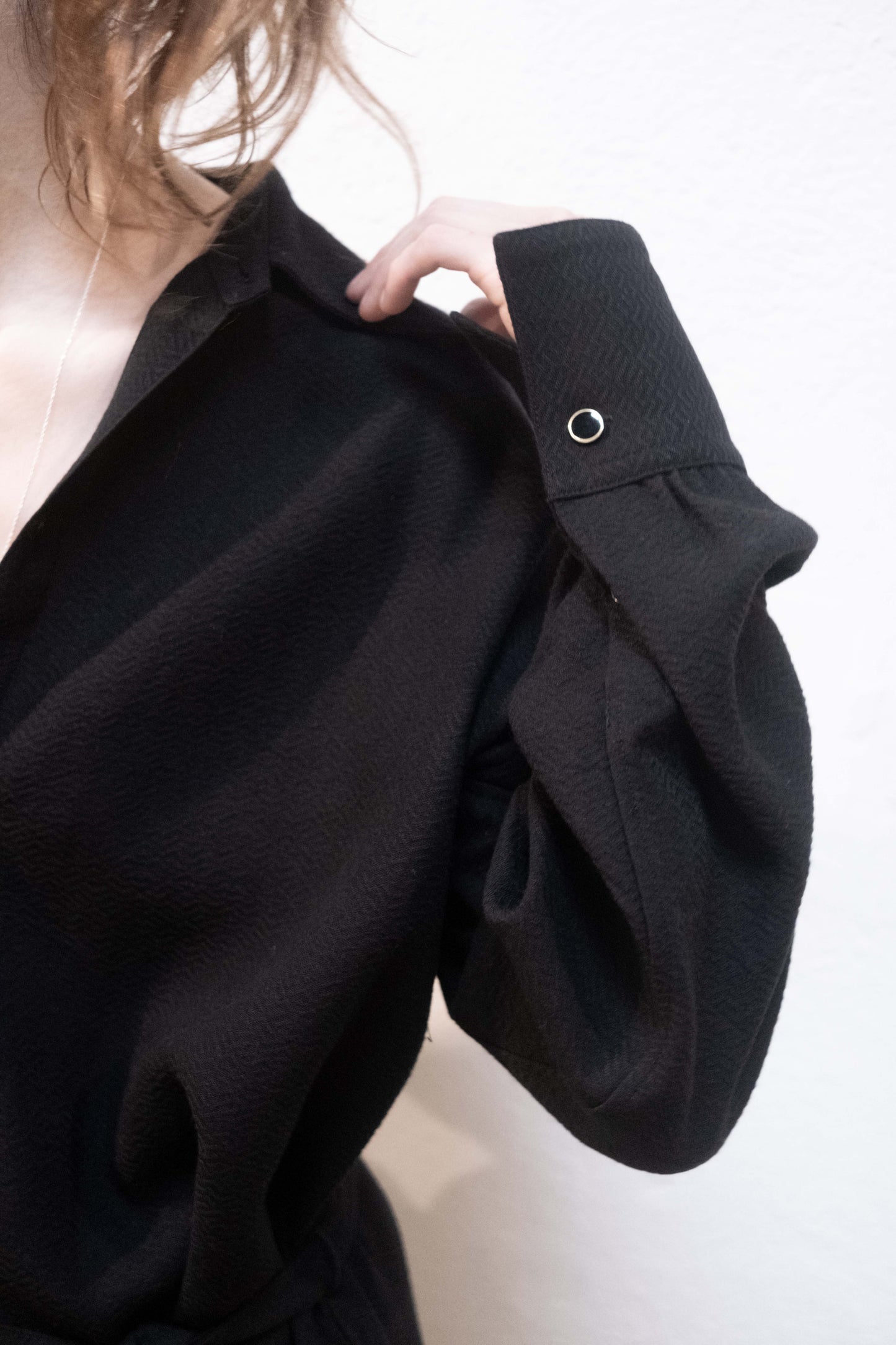Arc Dress Black Jacquard Metric Rayon