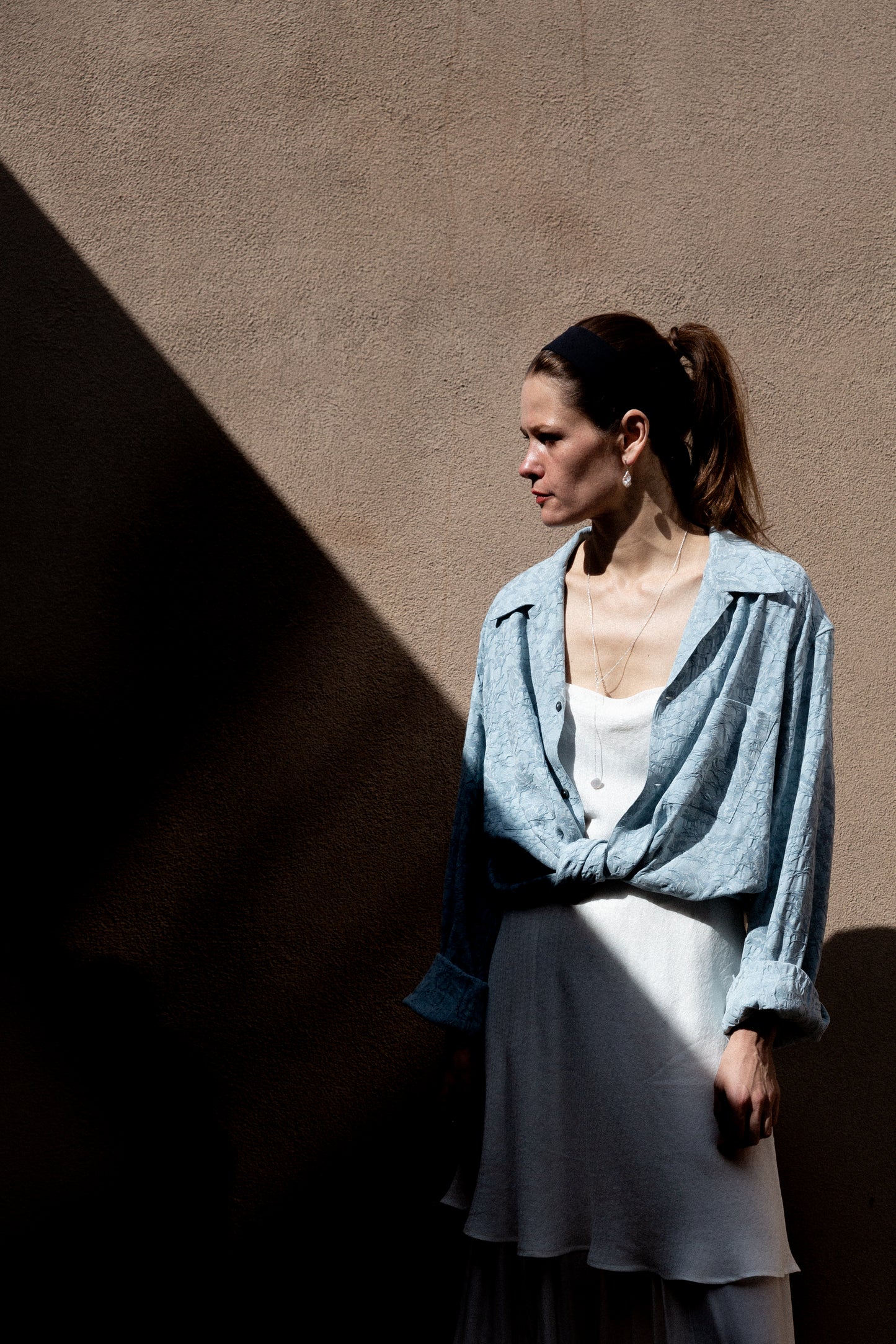 Casual Shirt in Light Blue Jacquard