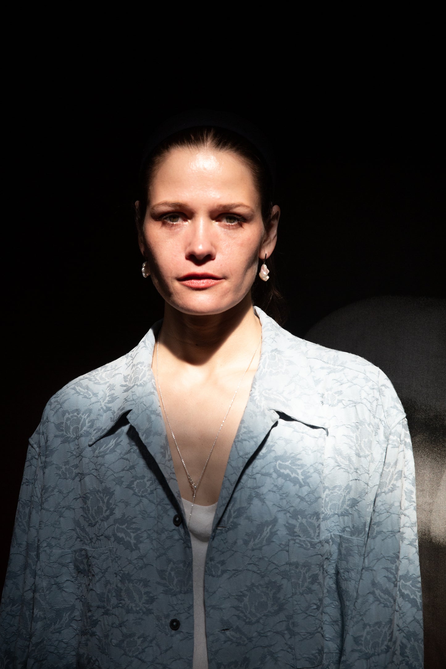 Casual Shirt in Light Blue Jacquard