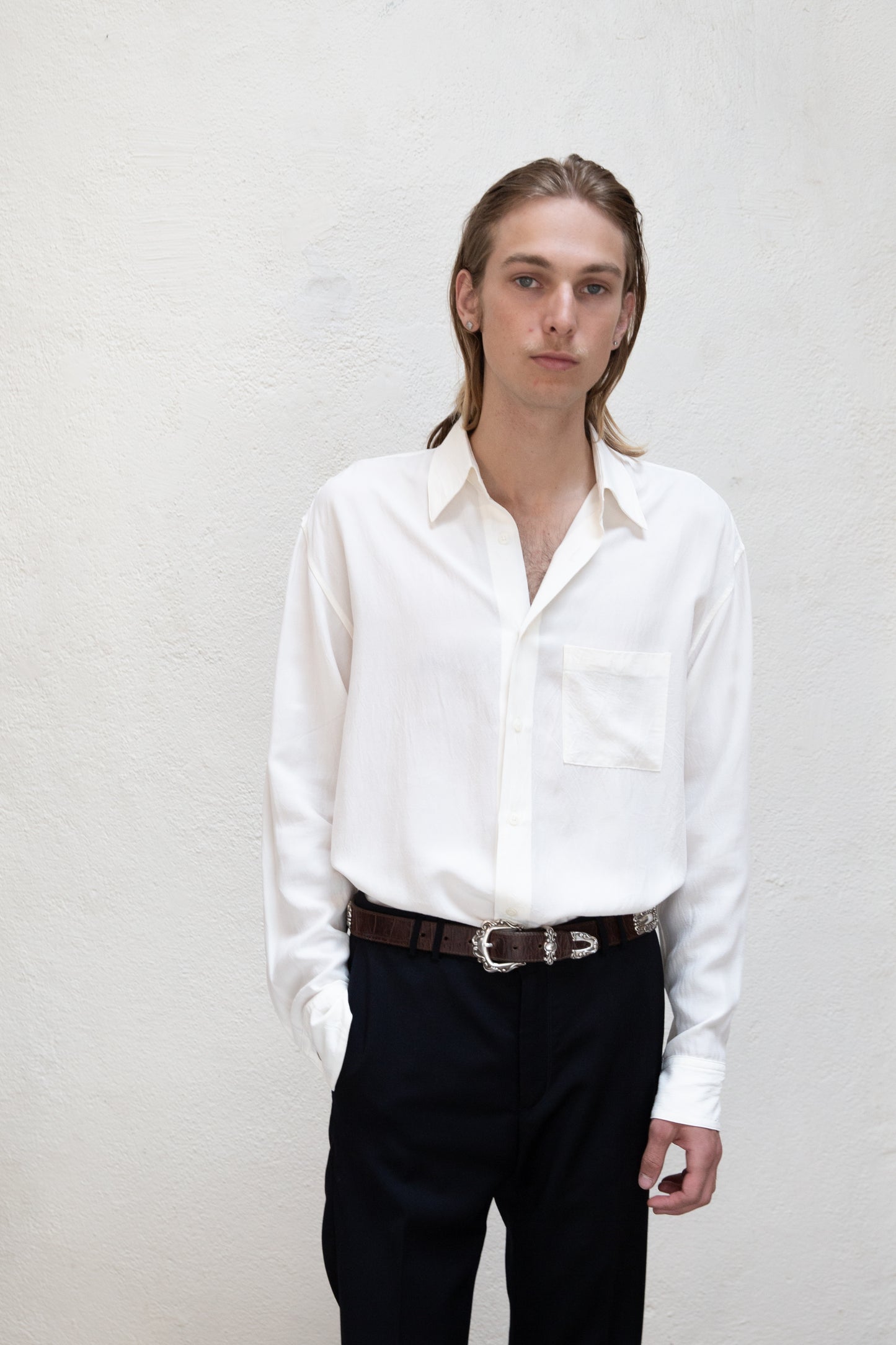 Dress Shirt in White Tencel