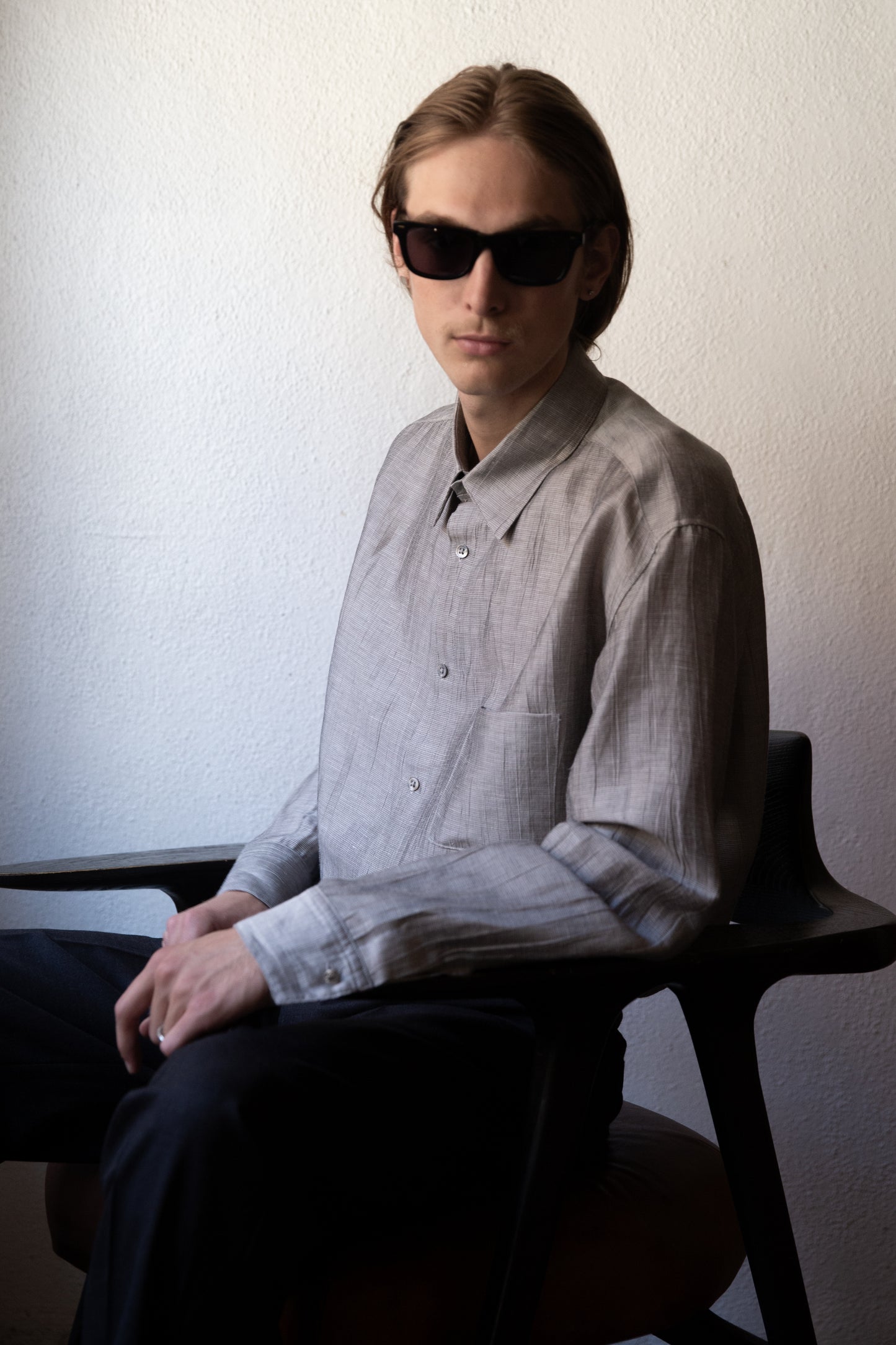 Dress Shirt in SIlver Silk/ Linen