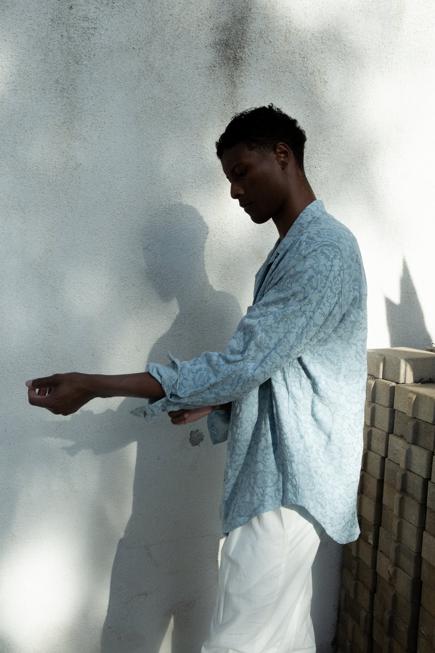 Casual Shirt in Light Blue Jacquard