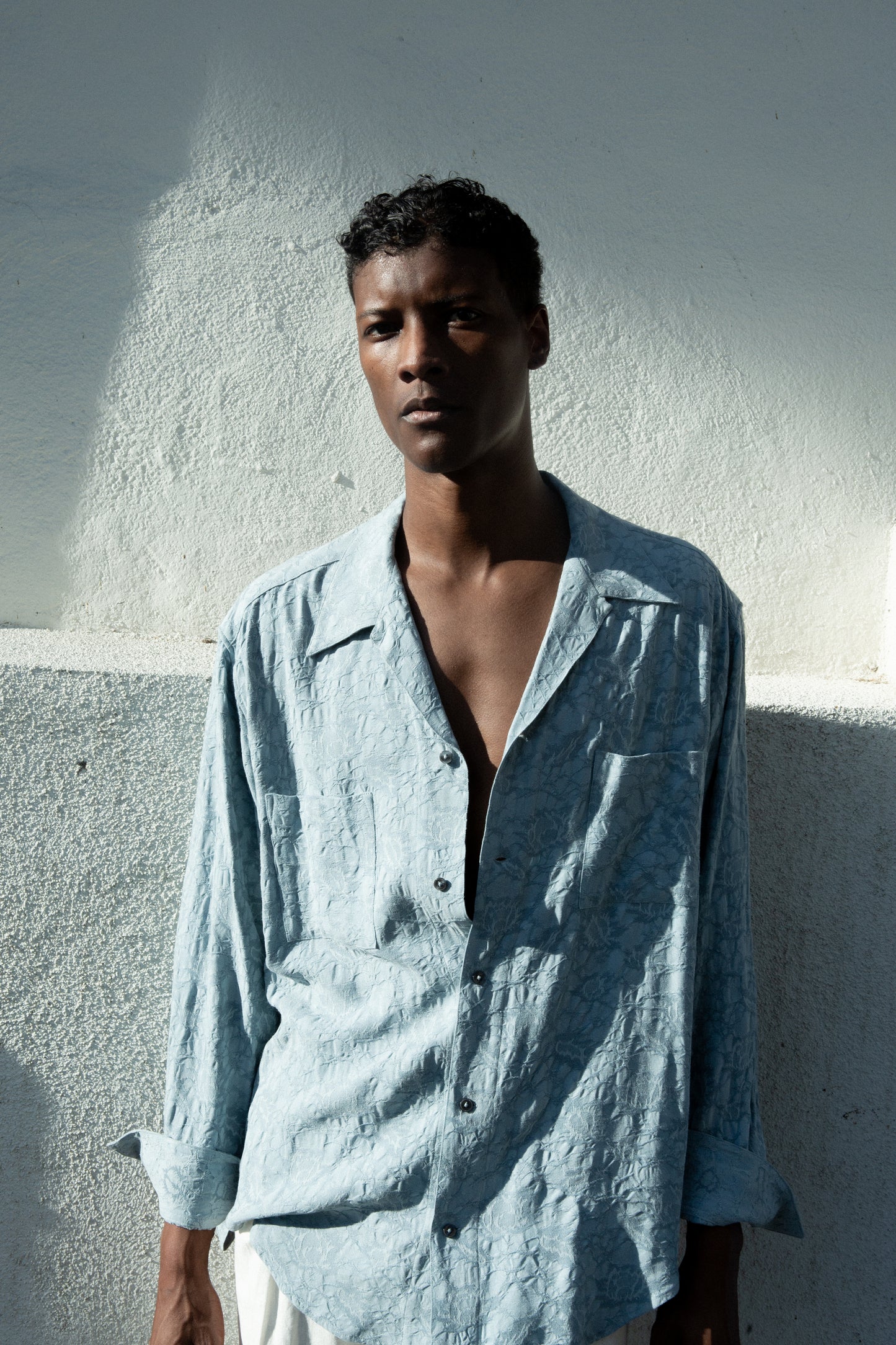 Casual Shirt in Light Blue Jacquard