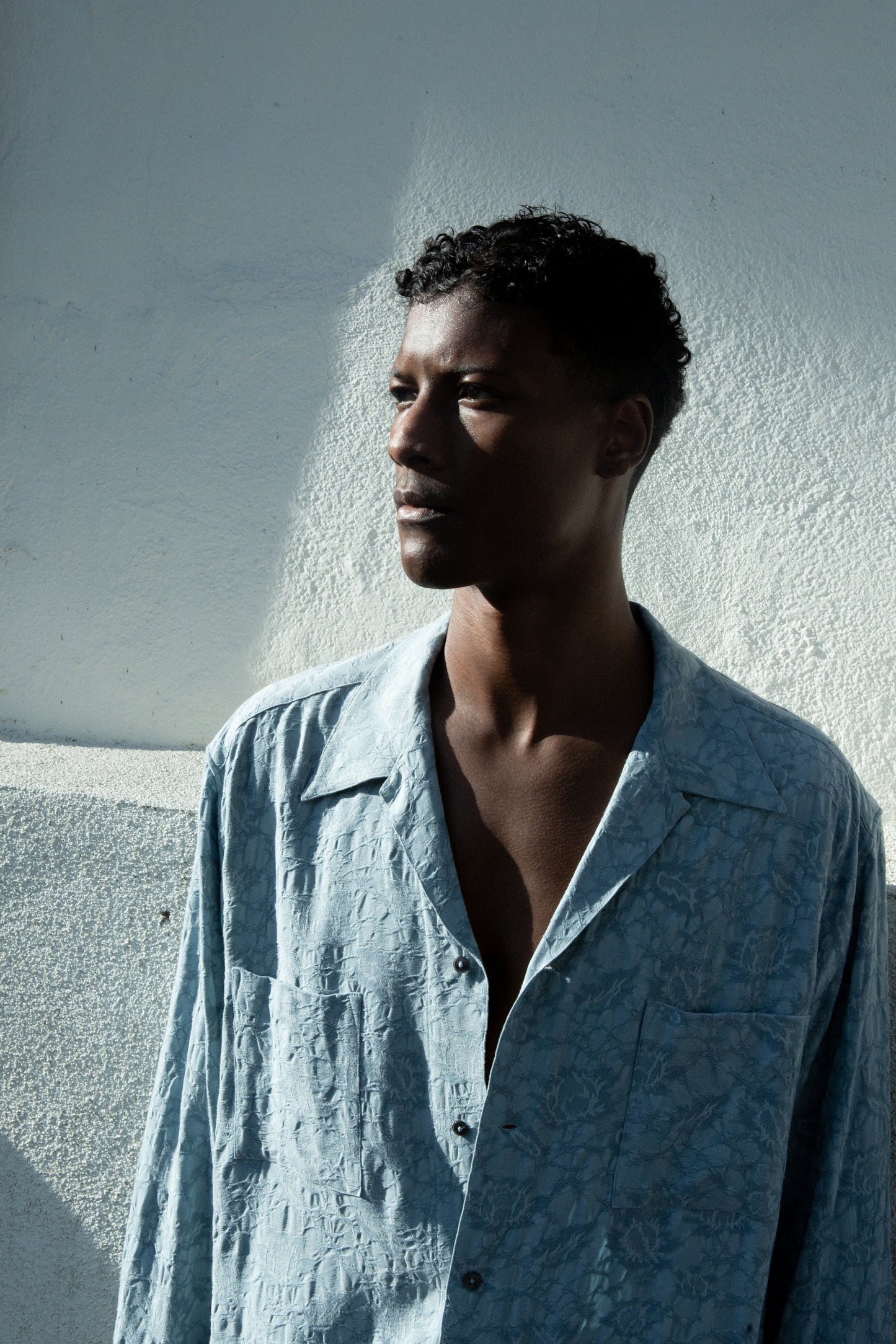 Casual Shirt in Light Blue Jacquard