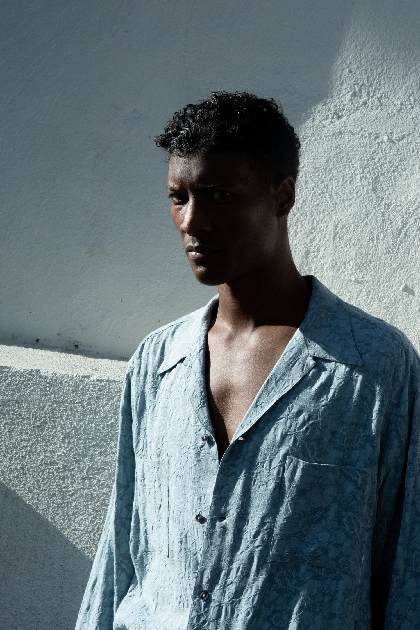 Casual Shirt in Light Blue Jacquard