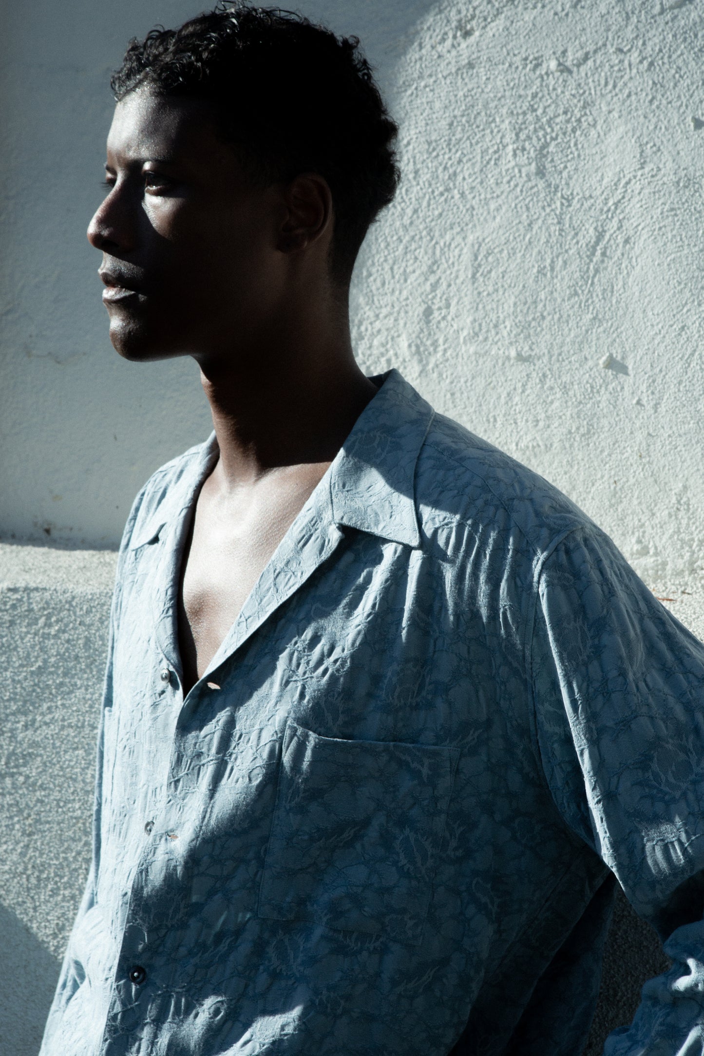 Casual Shirt in Light Blue Jacquard