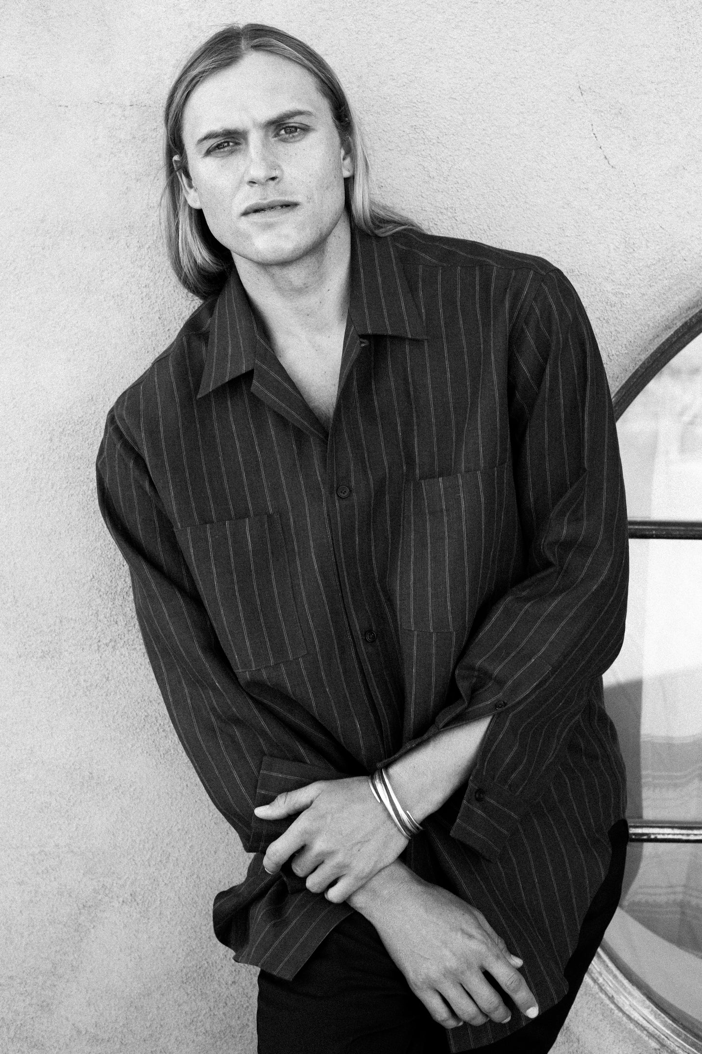 Casual Shirt in Dark Stripe Linen